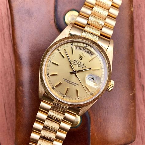 rolex day date president yellow gold 18038 bark|bob's rolex 18k gold.